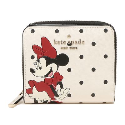 kate spade - 迪士尼聯名皮革短夾-黑白