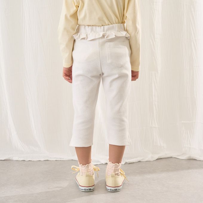 日本 Lycee mine - 腰間QQ荷葉百搭好動七分褲-水藍