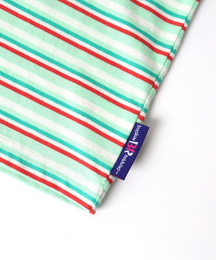 日本 BREEZE - 31冰淇淋聯名 條紋短袖上衣-甜筒刺繡-黑白