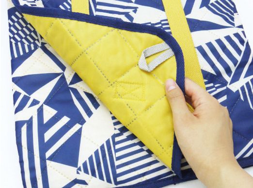 日本現代百貨 - 可機洗 撥水加工衍縫野餐墊(4-5人)-幾何三角-藍 (L(140x180cm))