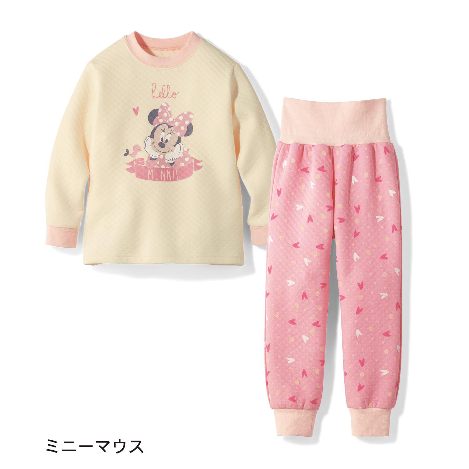 日本千趣會 - 迪士尼純棉鋪棉長袖家居服/睡衣-米妮蝴蝶結-米X粉紅
