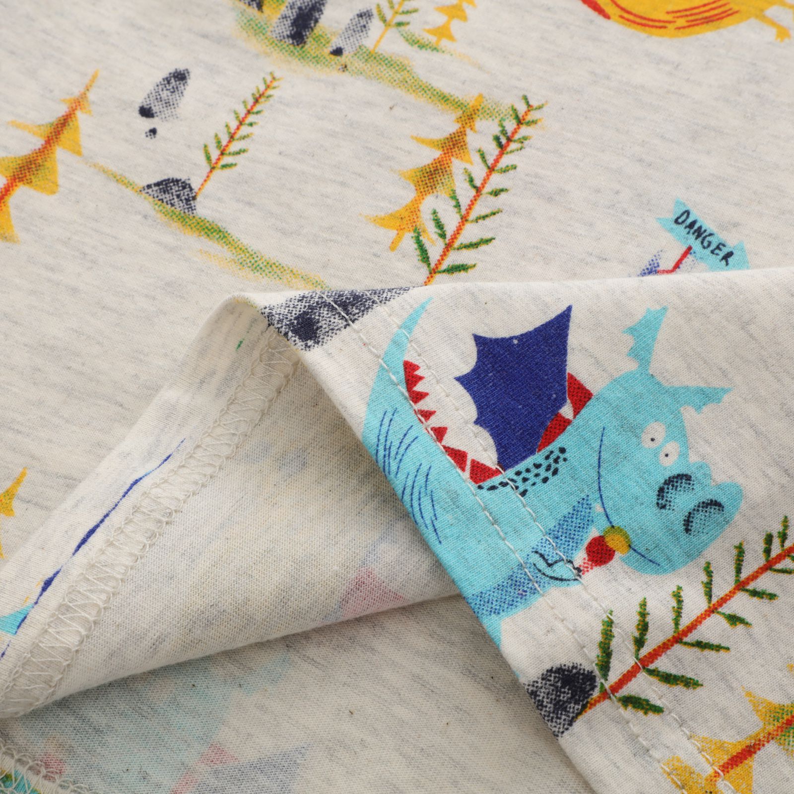 Jumping meters - 棉質圓領短袖上衣-大鼻子恐龍-灰色