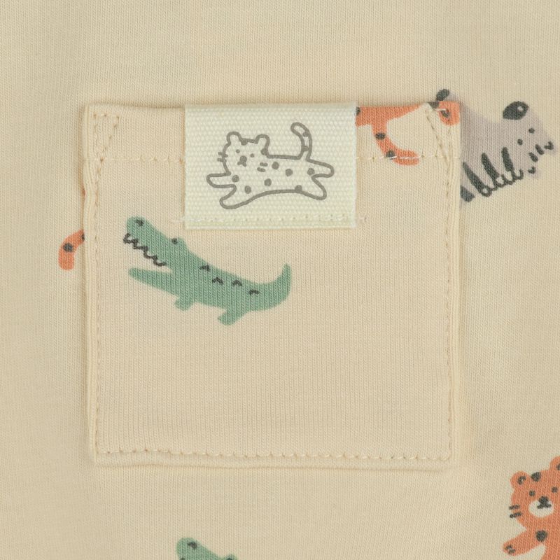 akachan honpo - 短袖外出包屁衣-動物-淺卡其色