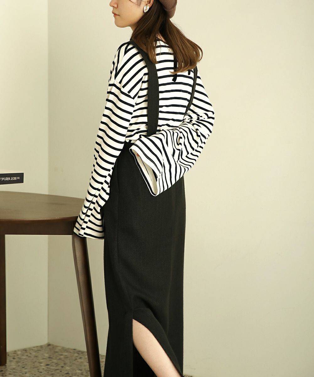 日本 Bab - 2WAY簡約收腰吊帶裙-知性黑