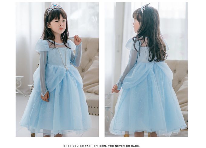 冰雪公主袖洋裝-藍色