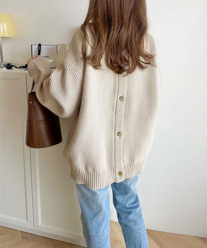 日本 Classical Elf - 前後2WAY麻花紋針織外套/上衣-淺米杏