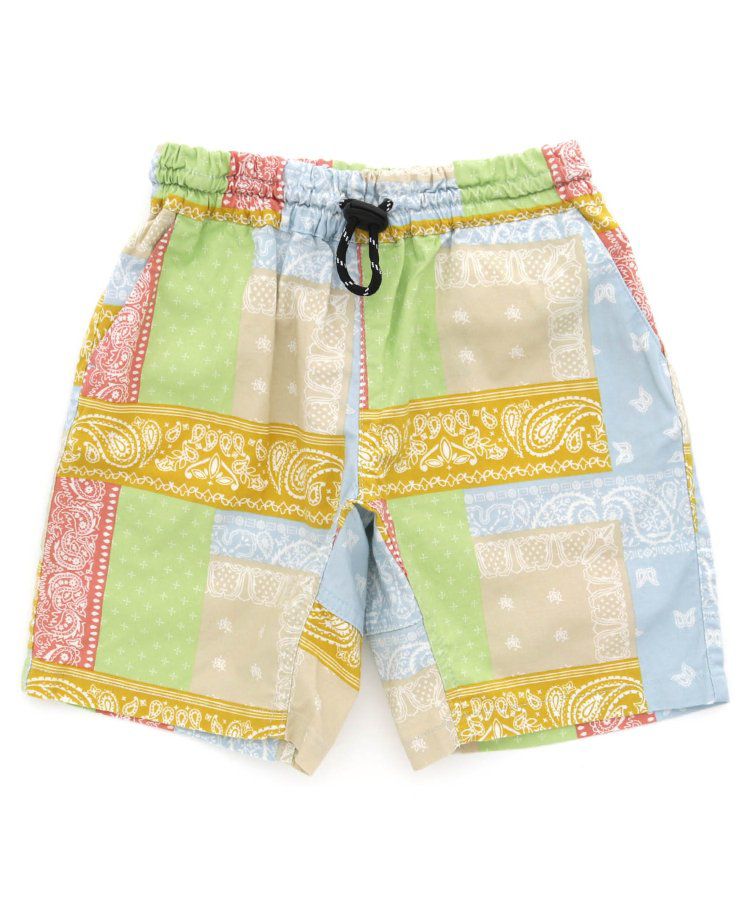 日本 BREEZE - 滿版印花腰束口休閒短褲-圓點-炭黑