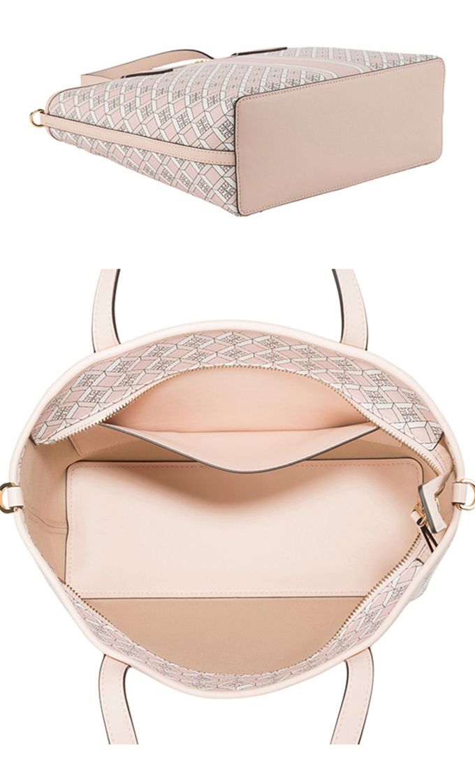 TORY BURCH - 印花皮革托特包 (粉)