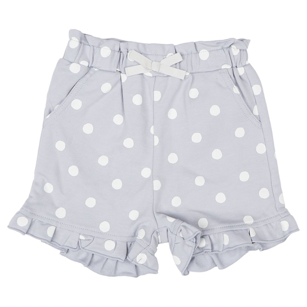 短褲-下擺荷葉邊-淺藍色