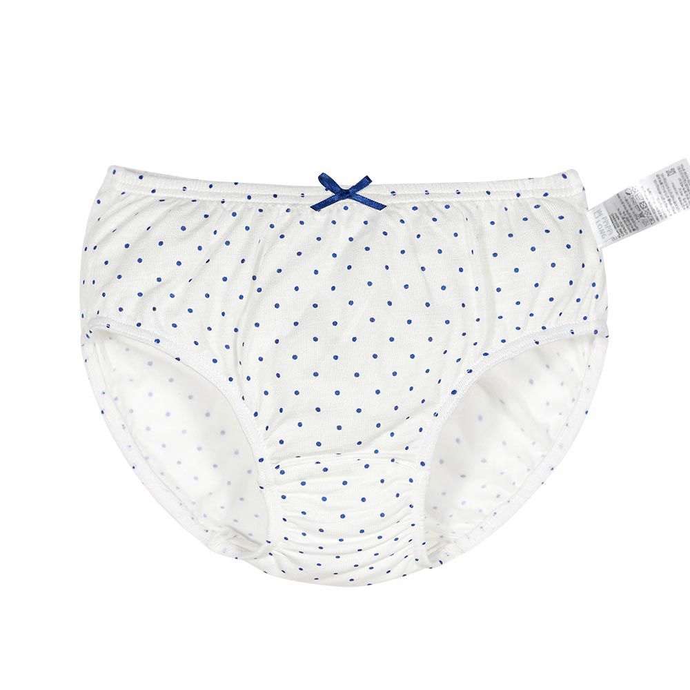 韓國 Ppippilong - 天絲纖維透氣三角褲(女寶)-藍色點點-白