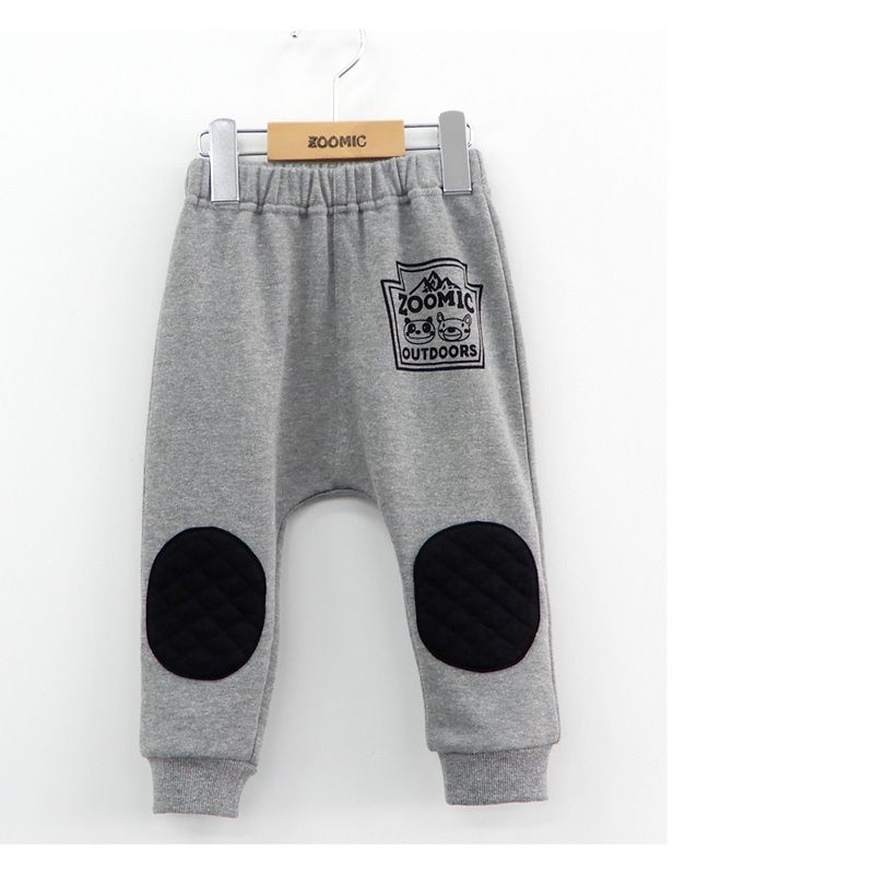 日本 ZOOLAND - 印花拼接長褲(裏毛)-屁屁口袋-灰