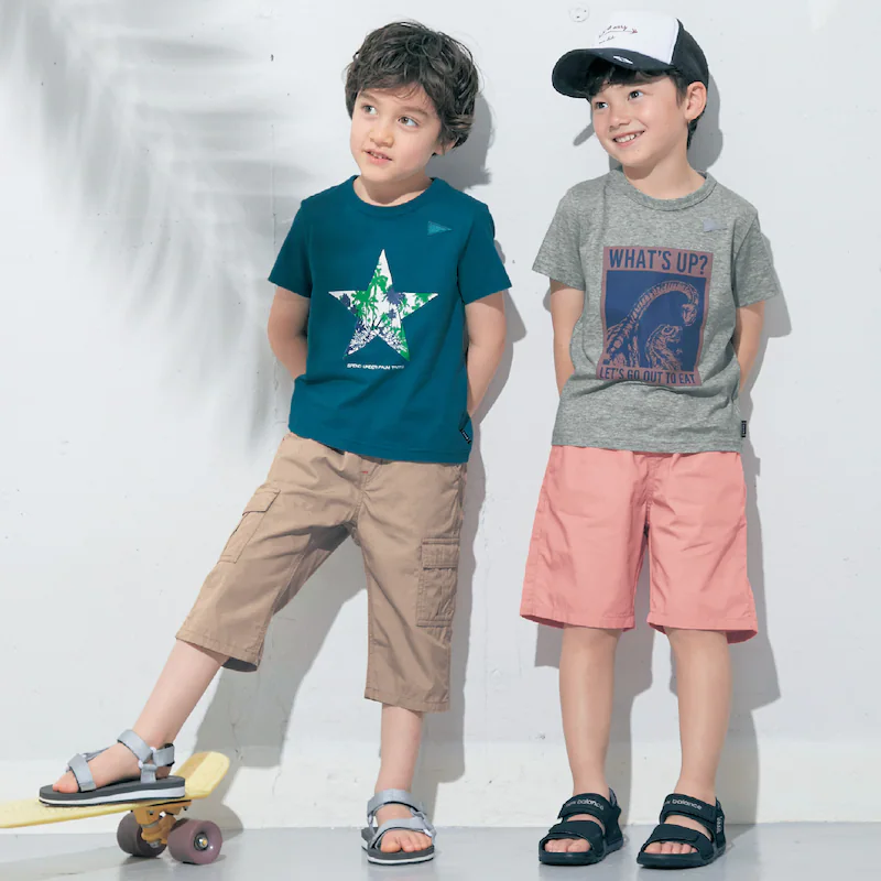 日本千趣會 - GITA 天竺棉印花短T-恐龍海報-雜灰