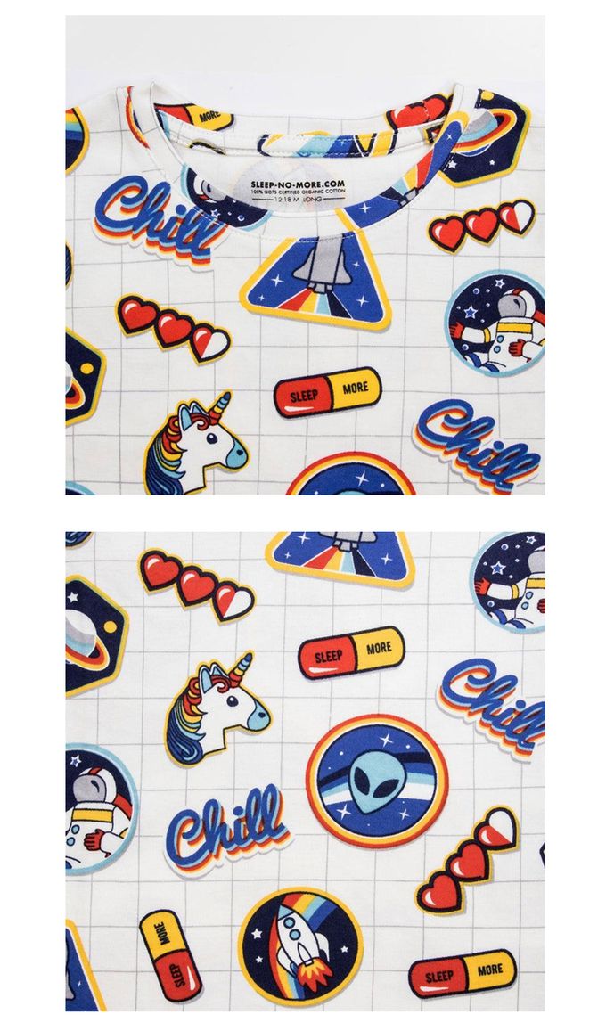 英國 SLEEP NO MORE - 100% 有機棉兒童短袖上衣-太空貼圖 (1.5-2 Y)