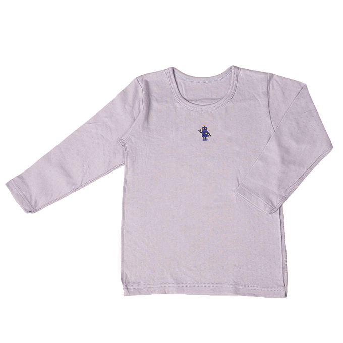 akachan honpo - 長袖圓領上衣2件組-蓬鬆棉 機器人&太空梭-藍色