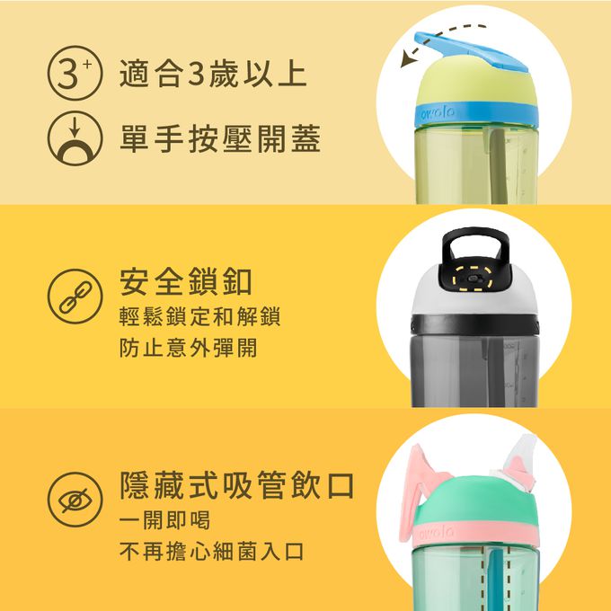 美國 Owala - Flip Tritan兒童輕鬆按壓水壺532ml(三歲+/兒童水壺/運動水壺)