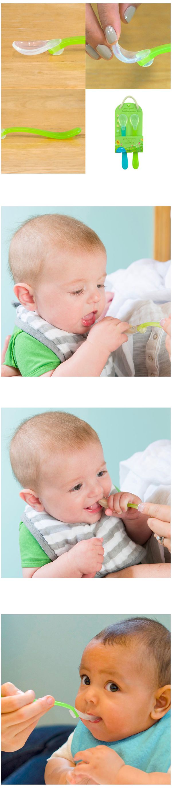 美國 green sprouts - 小綠芽寶寶矽膠防滑副食品湯匙2入組-桃綠色