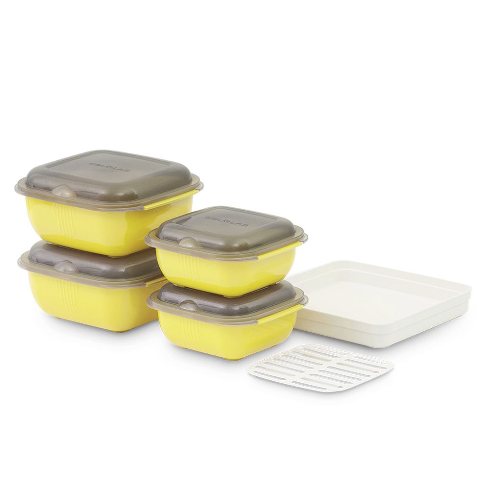 日本 GOURLAB - 多功能烹調盒系列-多功能六件組 (附食譜)-檸檬黃