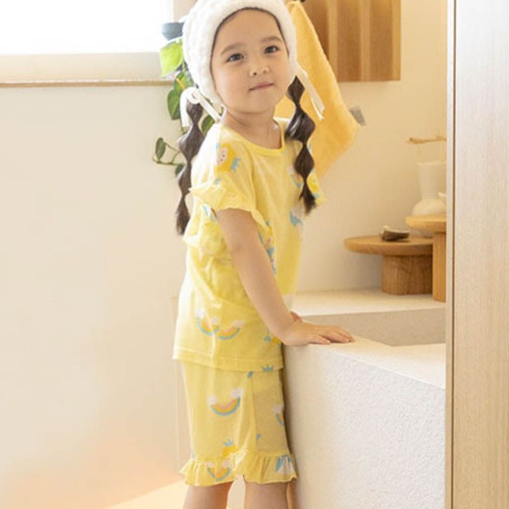 透氣嫘縈短袖家居服-彩虹公主-黃