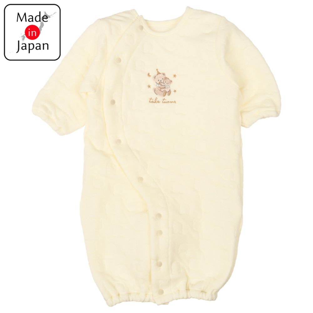 長袖保暖鋪棉連身衣-小熊-淺卡其色 (50~70cm)-日本製