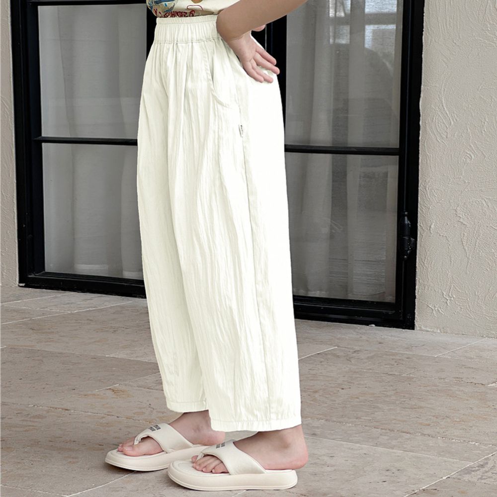 輕呼吸透氣舒適九分褲-米白