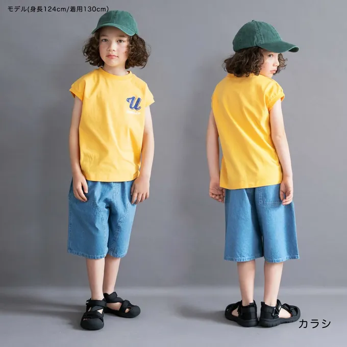 日本 BRANSHES - 100%棉 簡約風圓領法式袖上衣-方形英文-炭灰