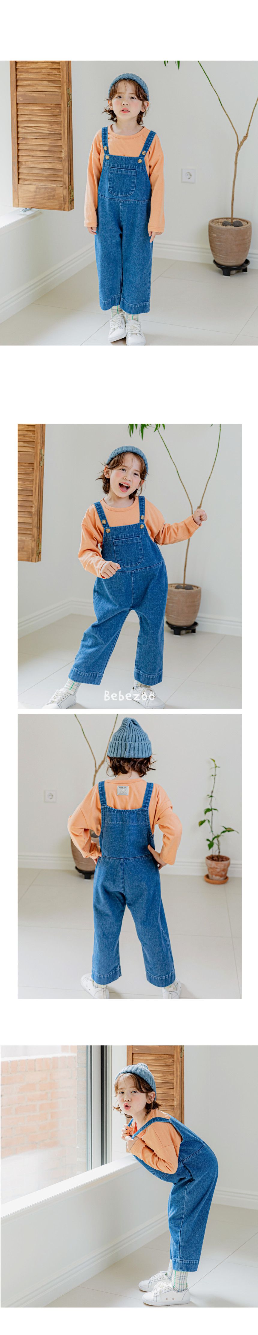 韓國 Bebezoo - 俏皮口袋丹寧吊帶連身褲