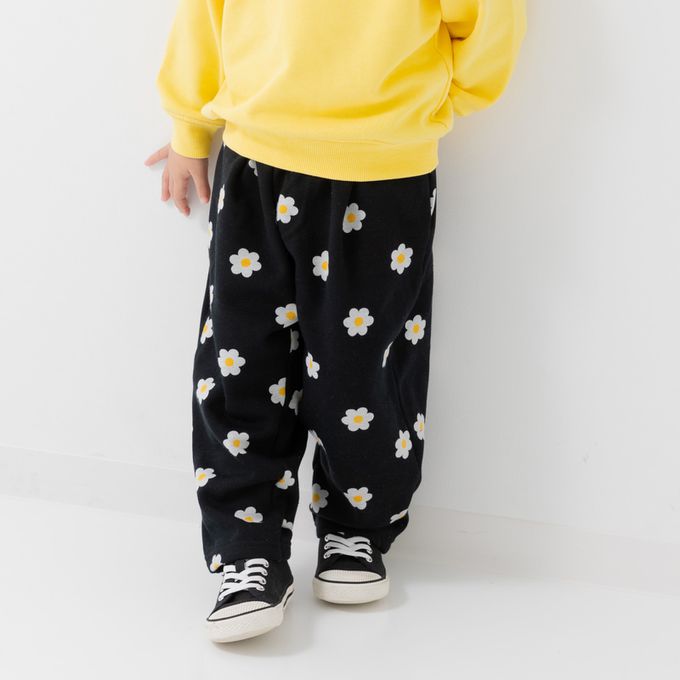 日本 Chil2 - 裏起毛寬鬆版型長褲-豹紋-白