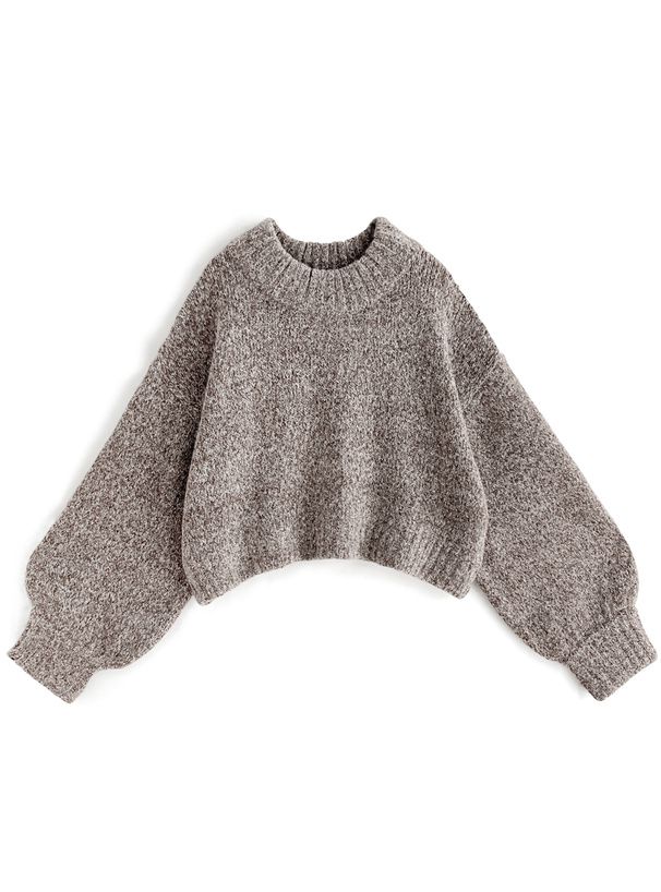 日本 GRL - 羊毛混紡短版落肩毛衣-暖橘 (F)