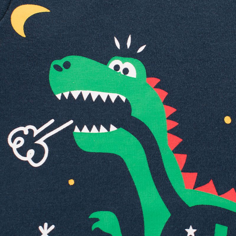 純棉長袖上衣-宇宙中的恐龍-藍色