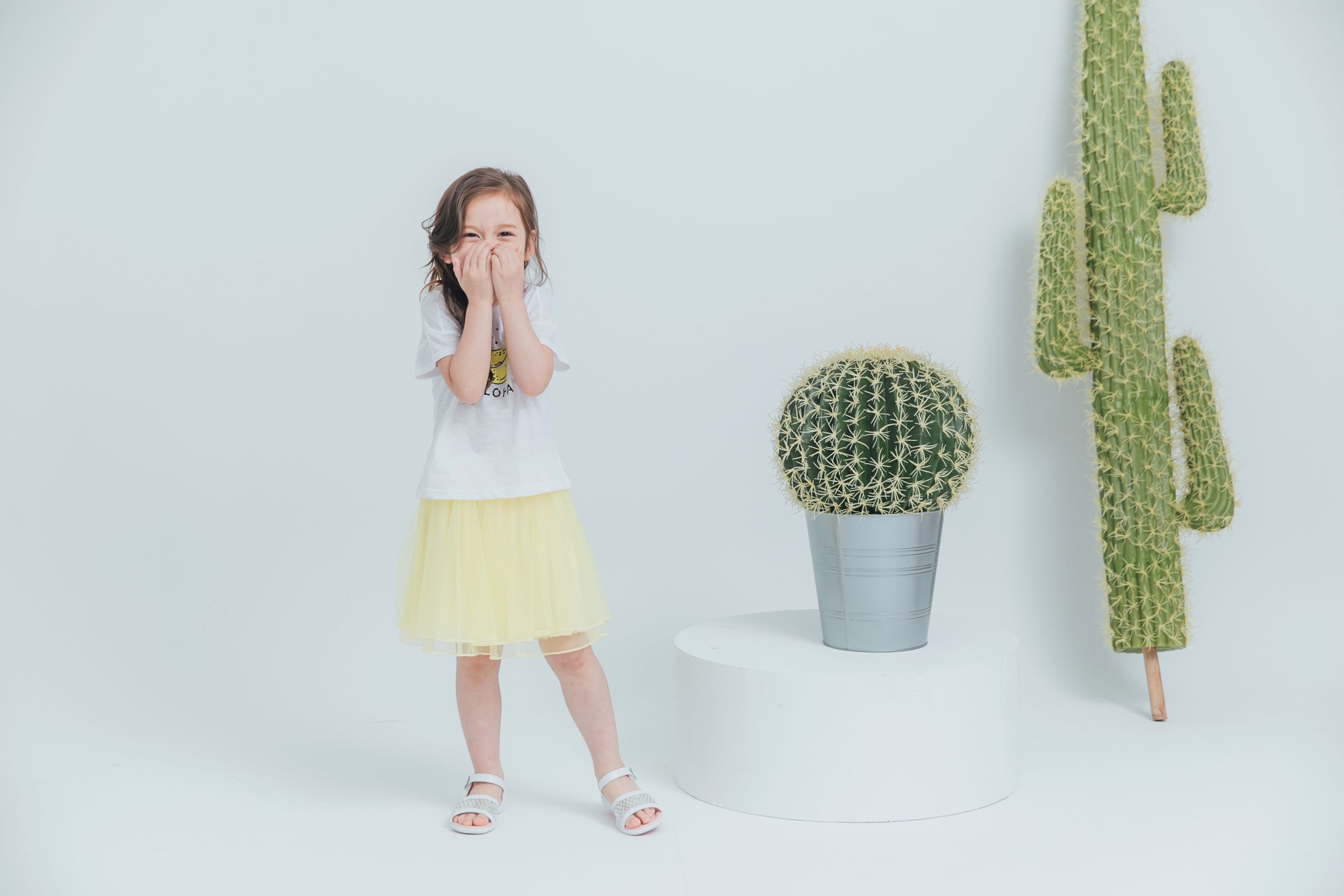 Peachy - 北鼻款*獨家訂製綿柔空氣紗裙-短裙款-嫩鵝黃