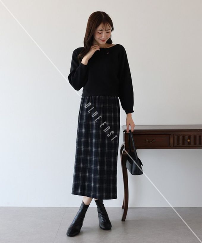 日本 BLUE EAST - 顯瘦曲線領簡潔針織長袖上衣-象牙 (M)