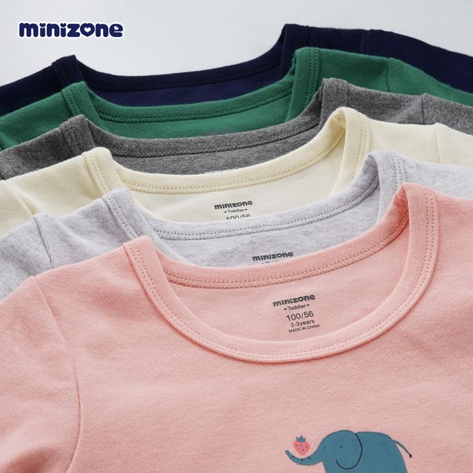 Minizone - 可愛動物長袖T恤-深灰色