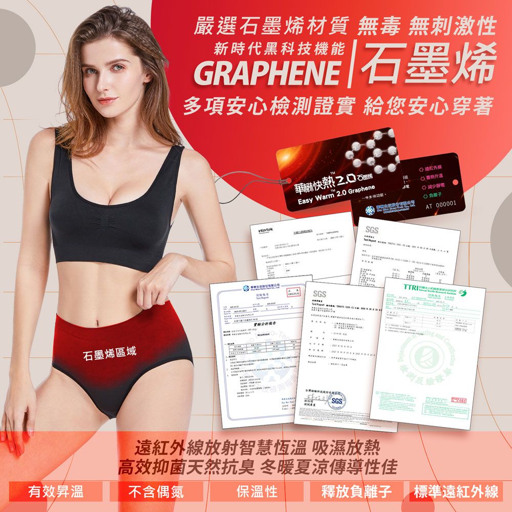 GIAT - 石墨烯碘紗暖宮抗菌內褲-中腰款-經典黑