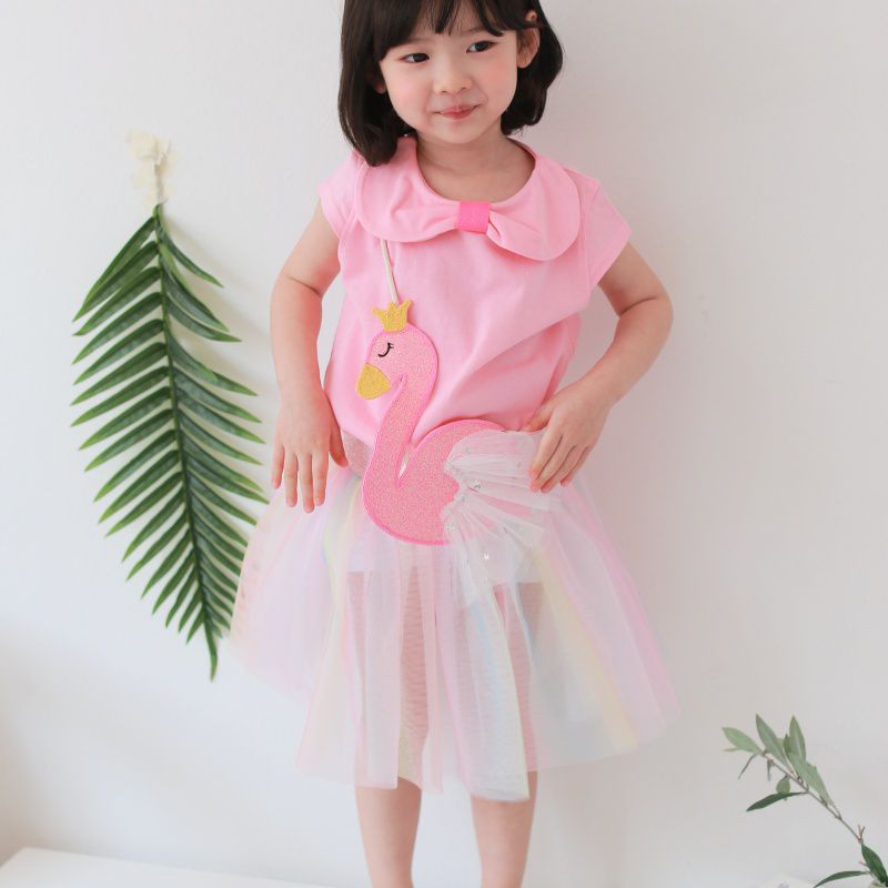 韓國 Coco Rabbit - 彩虹漸層網紗褲裙-粉紅