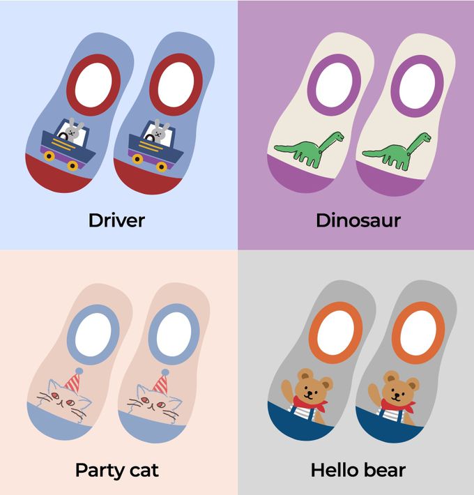 韓國 Daily Like - 兒童襪子/船型襪4入組-動物日常