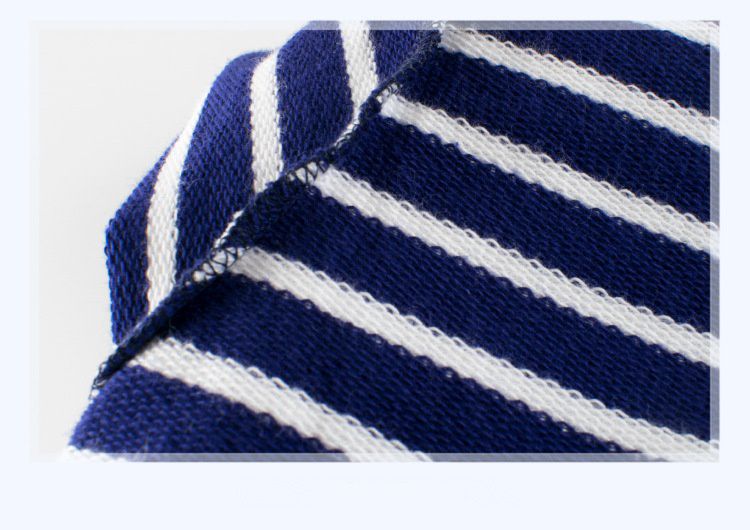 純棉長袖上衣-條紋款-藍+白