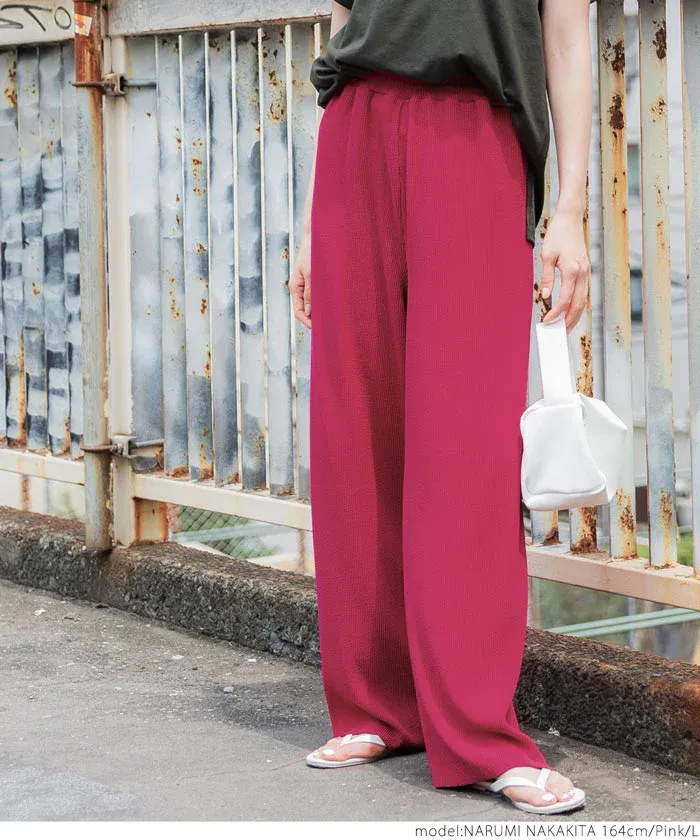 日本 COCA - [可剪裁]  百搭垂墜感彈性修身寬褲-卡其