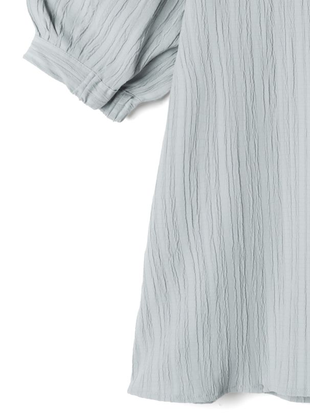 日本 GRL - 簡約圓領泡泡短袖襯衫-寶貝藍 (F)