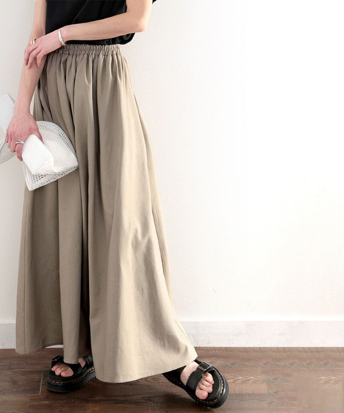 日本 Classical Elf - 自然感棉麻涼爽顯瘦長裙-淺灰杏
