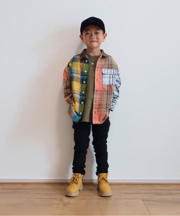 日本 BREEZE - [推薦]定番彈力鬆緊合身長褲-藍綠格紋