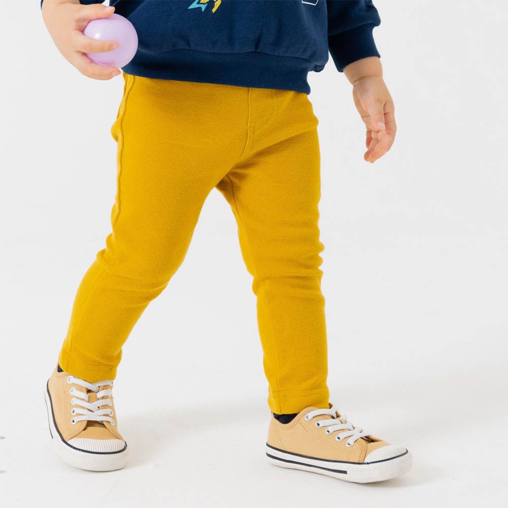 品牌熱銷 百搭彈力伸縮長褲-芥黃