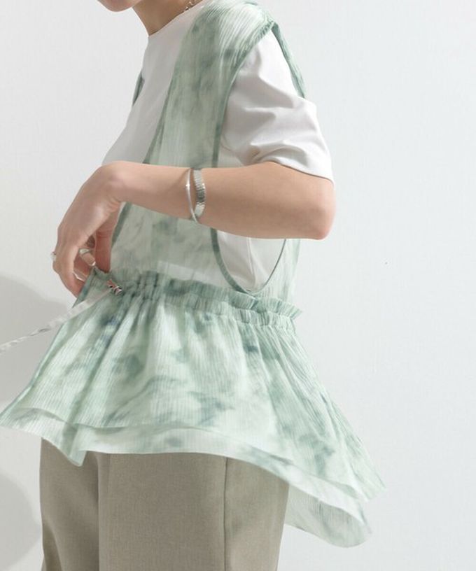 日本 le colis - 仙氣薄紗層次穿搭背心(腰抽繩)-暈染綠
