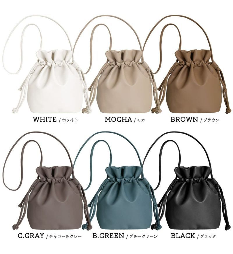 日本 zootie - 2WAY可愛抽繩水桶包/側背包-白