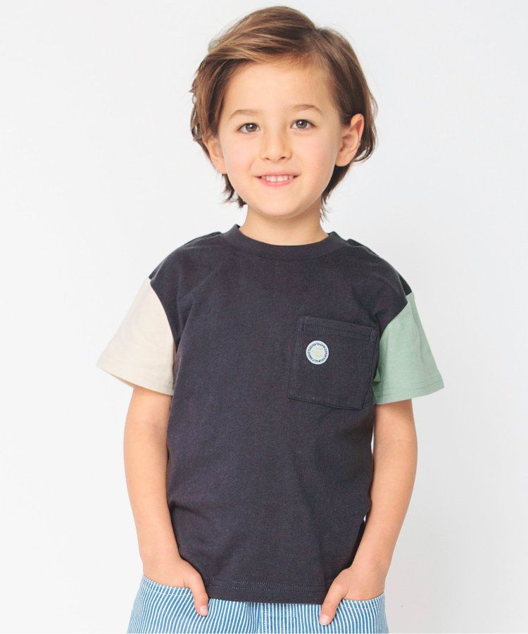 日本 BREEZE - 百搭舒適圓領短袖上衣-條紋-萊姆綠