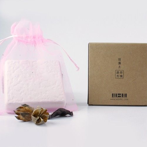 珪藻土迷你方塊除濕塊(1盒2入含1紗袋)-純淨無染 (8.5cmx8.5cmx1.2cm【每盒2片】)