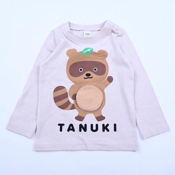 日本 Baby Room - 立體翻翻樂長袖上衣-狸貓時鐘-薄荷