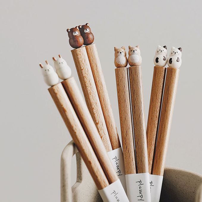 日本 GRAPPORT - 日本製Plumpy系列天然木筷子22.5CM-2入組(兔子款)