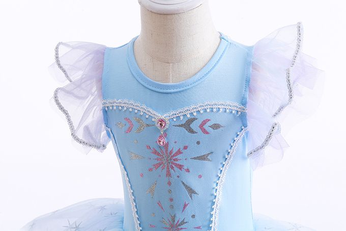 短袖造型公主裙/芭蕾舞裙-卡通人物-愛莎-藍色