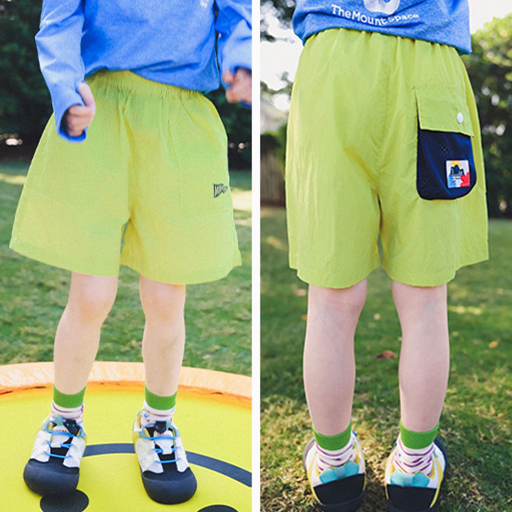 運動休閒速乾五分褲-後口袋-檸檬黃