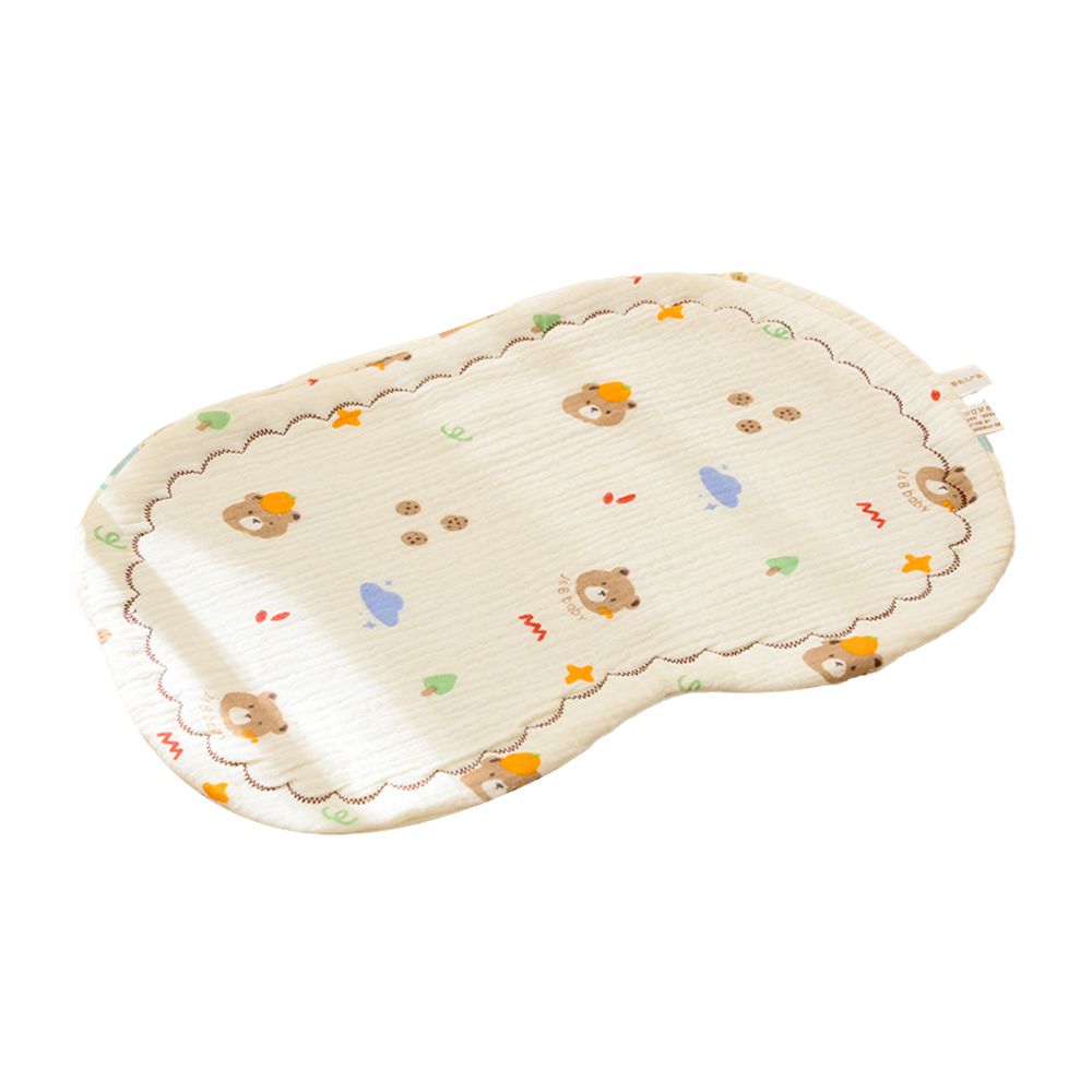 嬰兒枕枕巾 加厚透氣寶寶枕頭墊 八層紗枕巾-橘子熊 (23*38cm)